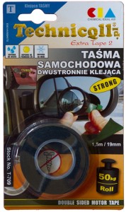TECHNICOLL TAŚMA SAMOCHODOWA DWUSTRONNIE KLEJĄCA 1.5M/19MM t-709