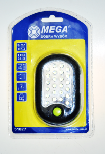 Latarka warsztatowa 24+3LED hak, czarna MEGA